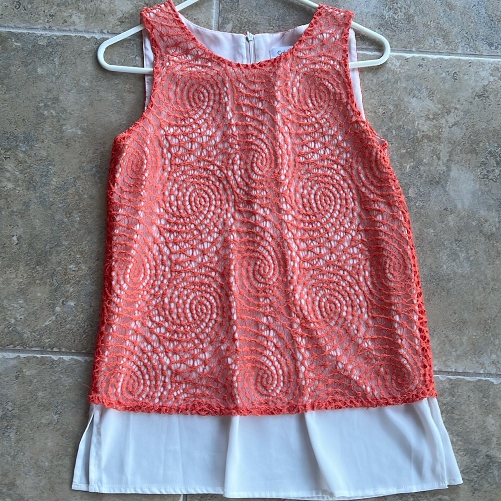 Calvin Klein XS extra small tank top orange lace shirt